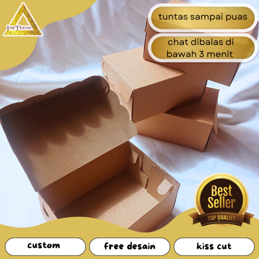 

INKA Kotak kardus Kraft Coklat/Kardus Kue/Kotak kardus Snack/ Kardus Renda Coklat Non-laminasi