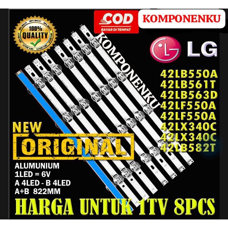 FULL SET 8 STRIP BACKLIGHT LG  42LB550A 42LF550A 42LY340C 42LB561T 42LB582T 42LB563D 42LF551C 42LX34