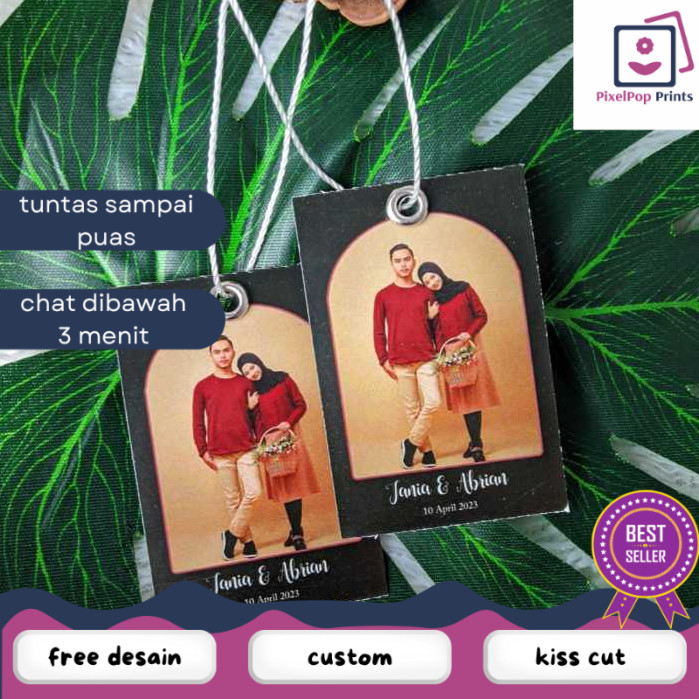 

Opikapip Print Hangtag Wedding Souvenir Hang Tag Label Custom Pernikahan Ucapan Nikah Free Desain
