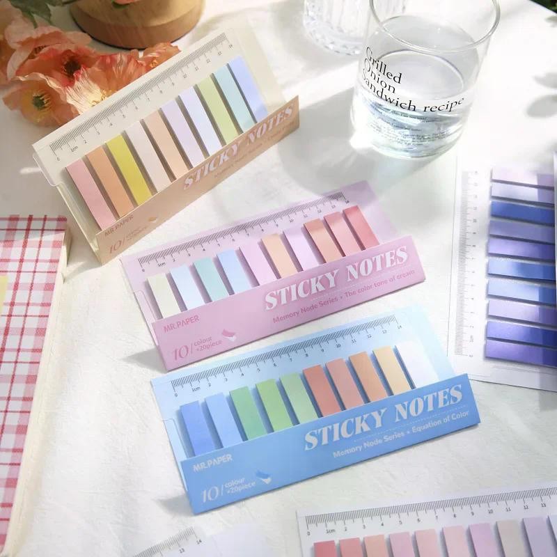 

200 PCS Morandi Sticky Tabs Book Tabs Index Tabs Page Memo Sticky Note for Page Marker Planner Stickers Office School