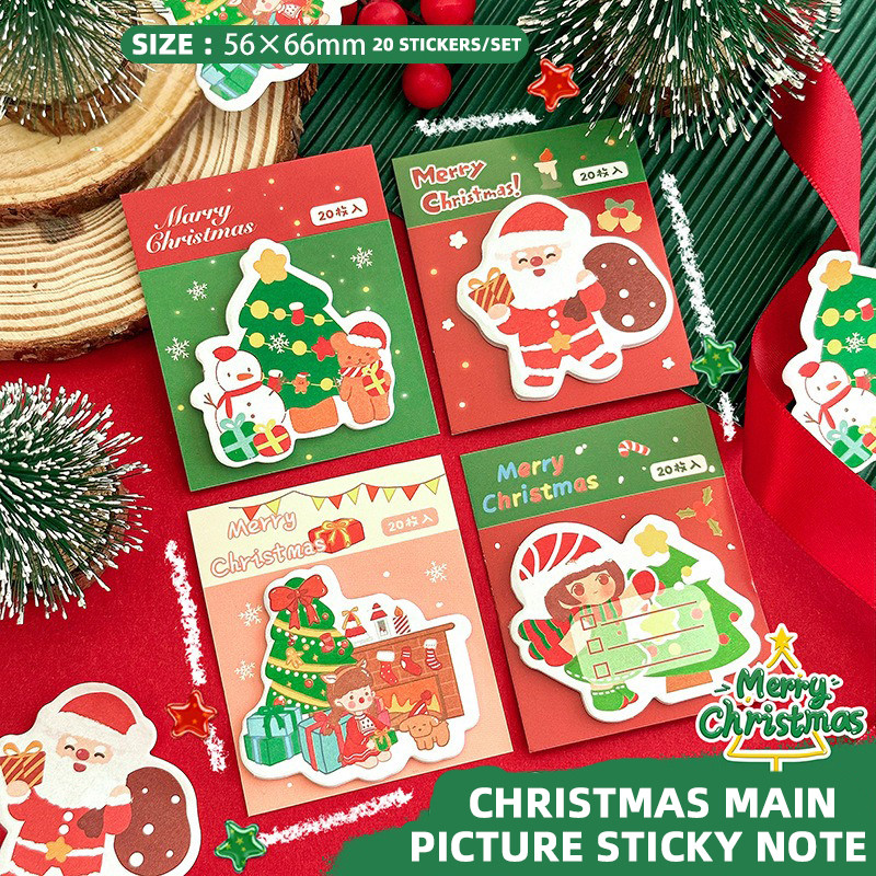

Kawaii Cartoon Christmas Post-it Notes 20/book Student Self-Adhesive Planning Notes Cute Christmas Decoration Gift