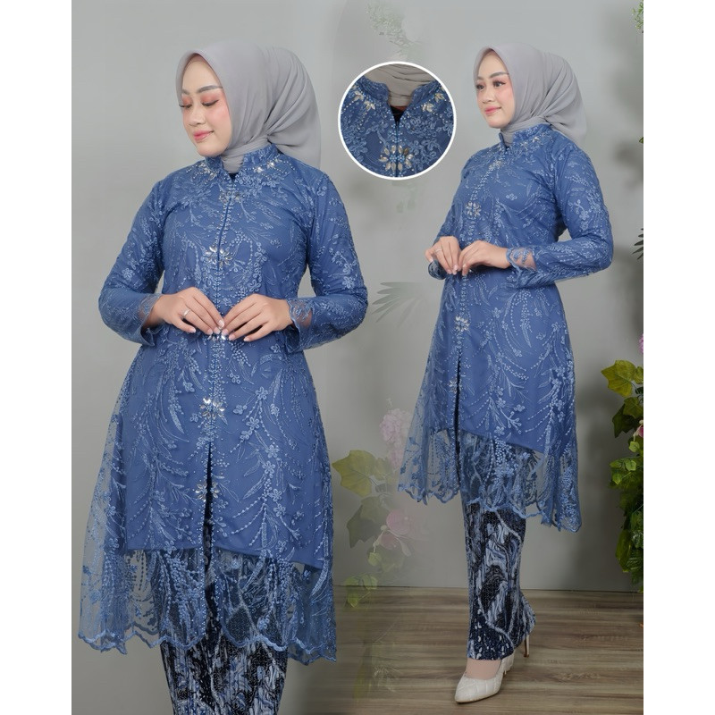 COD - Set Kebaya Modern Tunik Tile Payet Jumbo Ld 120 Baju Kondangan Wanita Kekinian Modern