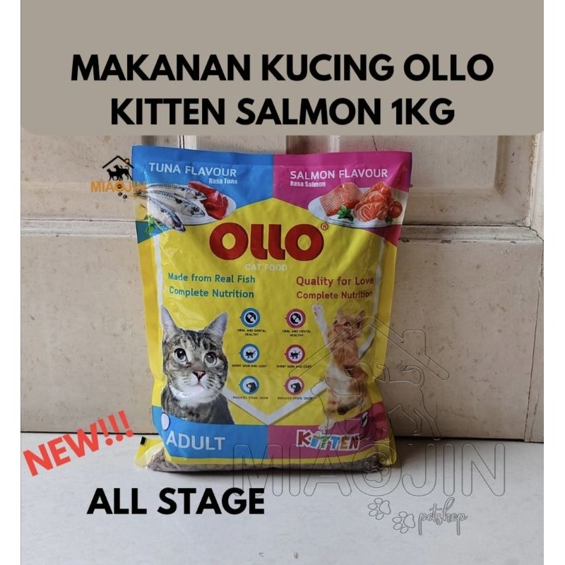 Makanan Anak Kucing OLLO KITTEN Salmon 1kg - Cat Food Dewasa All stage Beuaty Premium