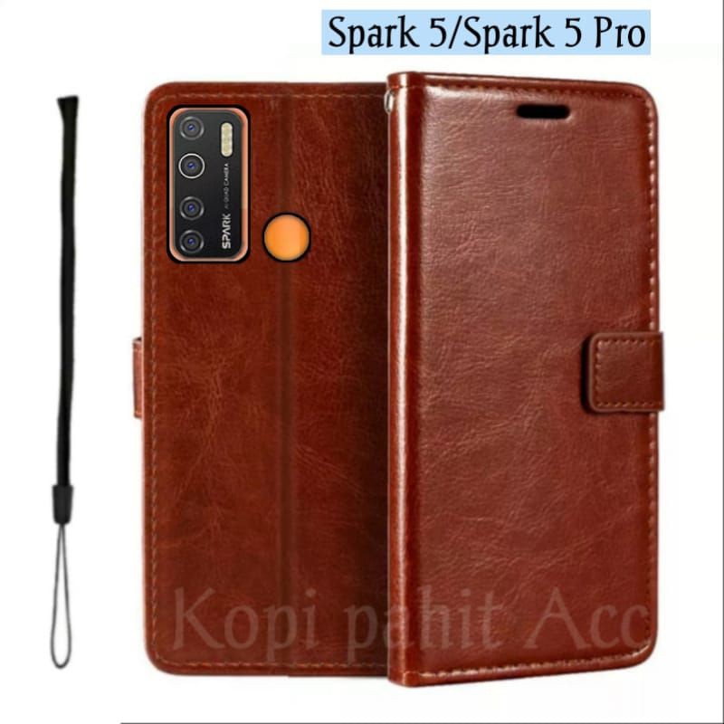 Casing Untuk Hp Tecno Spark 5 Spark 5 Pro Flip Cover Wallet Sarung Hp Case Dompet Sarung Kulit