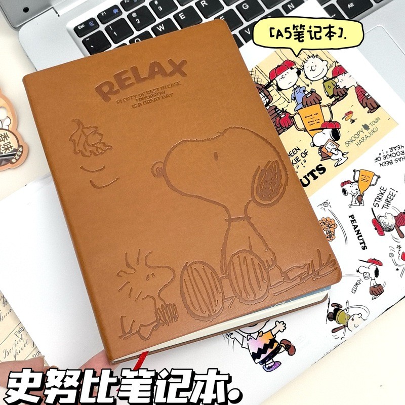 

New Anime Snoopy Pu Hand Ledger Creative Cute Cartoon Thickened Notepad Students Portable Notes Stationery Supplies Gifts