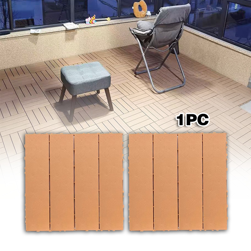 Decking Tile PVC Lantai Motif Lurus Decking Kayu Outdoor Indoor Ukuran 30x30cm