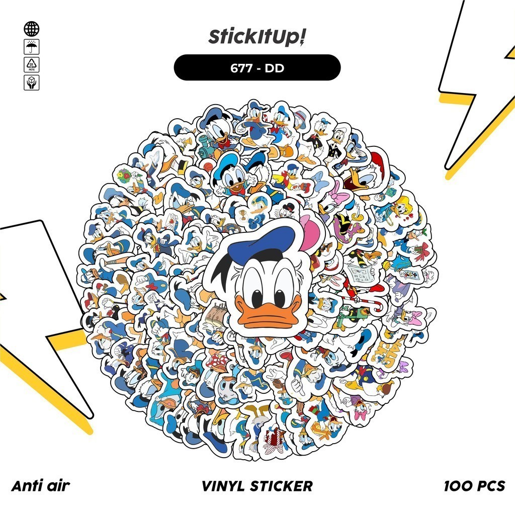 

COD 100 Pcs Stiker Pack Donald Duck Lucu Aesthetic Vynil Waterproof untuk Freebies Sticker Buku Journal Casing HP Laptop