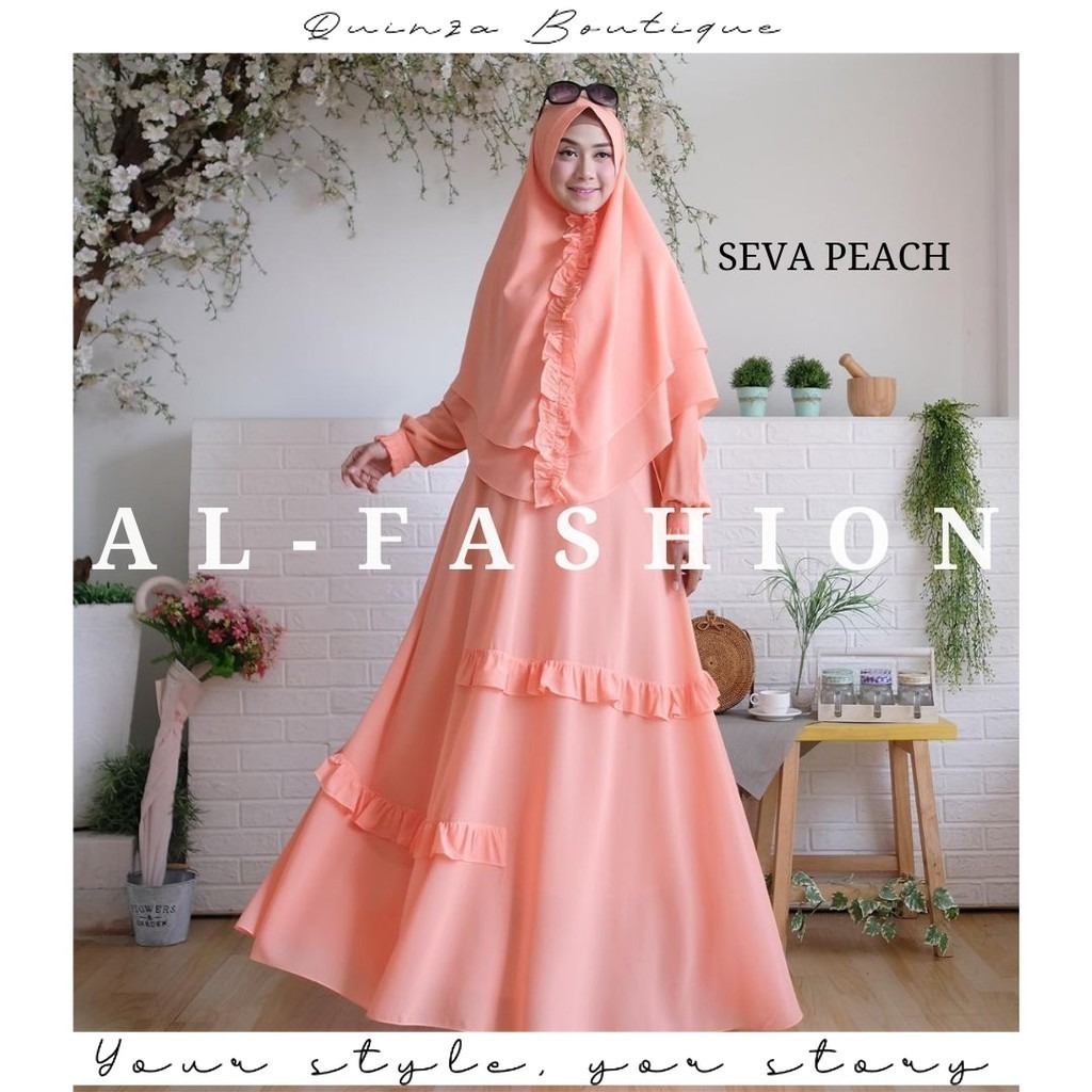 Quinza Boutique - gamis SEVA+KHIMAR - gamis set - dress - dress wanita - dress muslim - gamis menyus