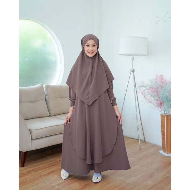 100% Original Gamis Anak Perempuan Usia Remaja Umur 10 11 12 13 Tahun Shaqeena Syar'i Kids Tanggung 