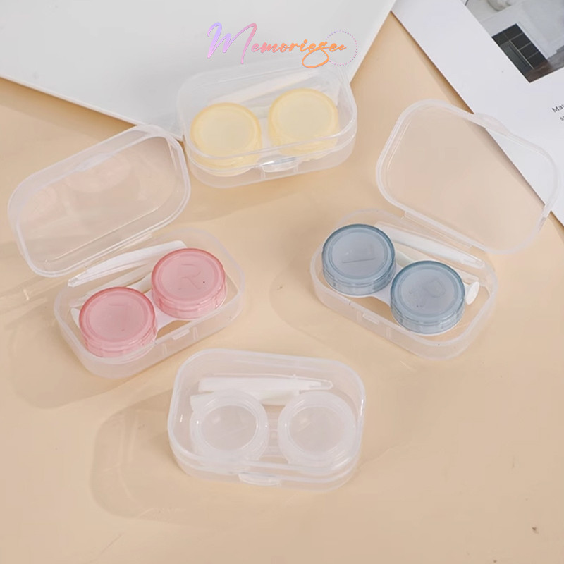 COD- Softlens Case Bening Plastik Tempat Kontak Lensa + Penjepit + Tongkat Tempat Softlens Bening Sa