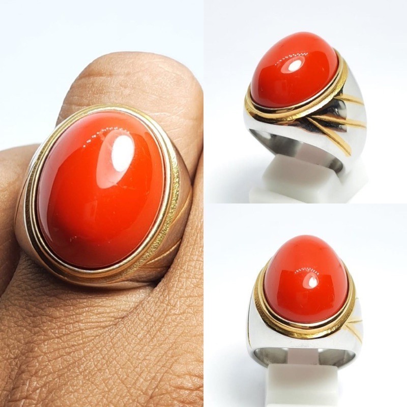 Cincin Pria BATU CINCIN RED MARJAN ASLI SUPER MEWAH TERMURAH