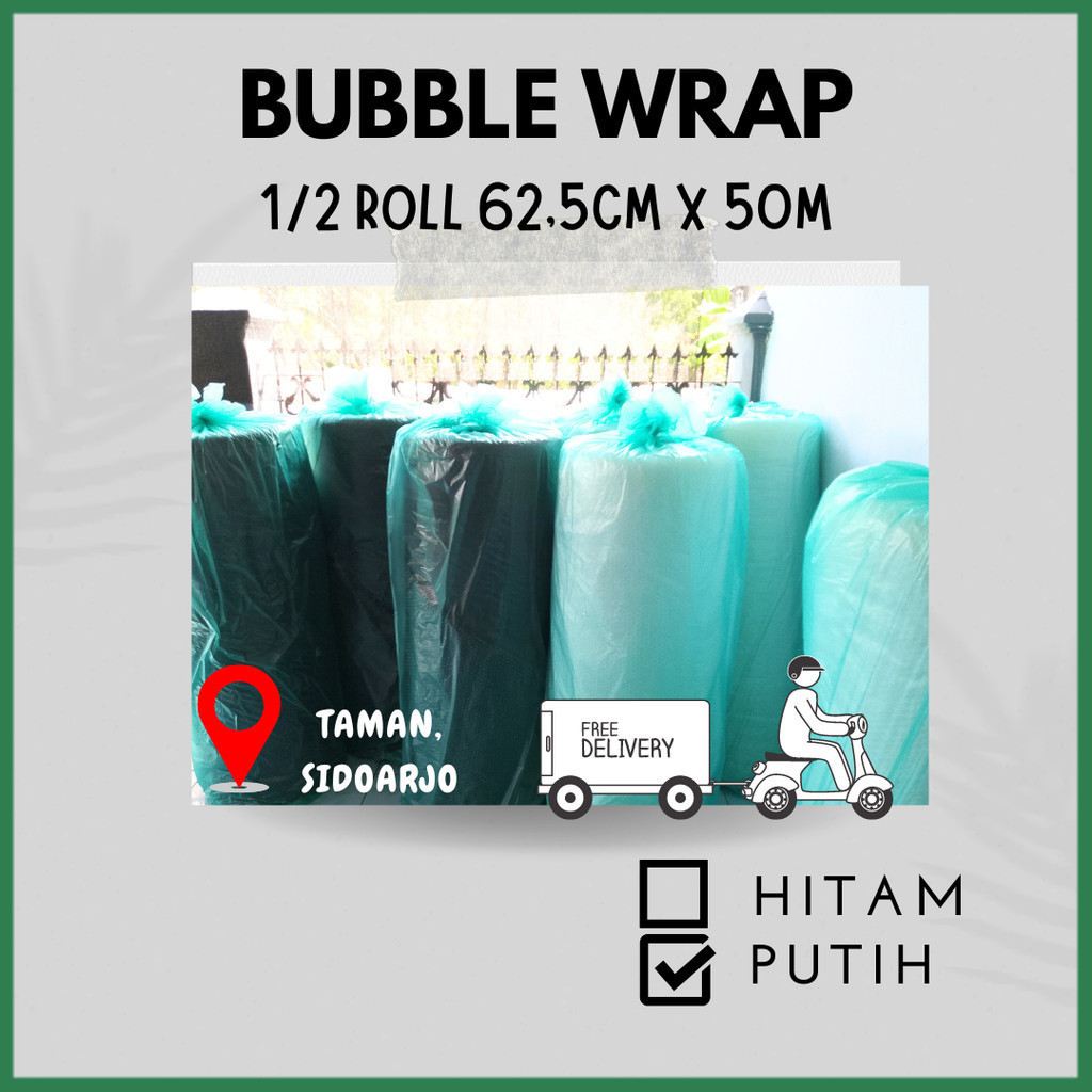 

Bubble Wrap 1/2 Roll 62,5cm x 50M GRATIS ONGKIR Gojek Grab Max 1 Roll - Putih