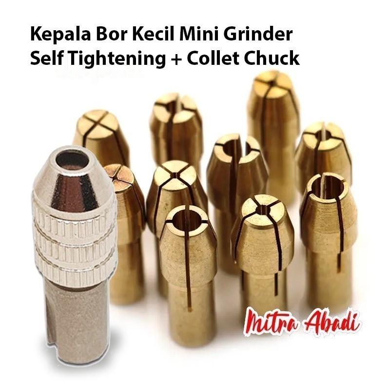 Kepala Bor Mini Kecil Grinder Self Tightening + Adapter Collet Chuck