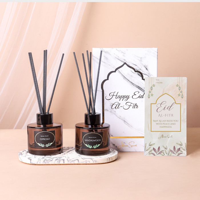 

[[ L8ID - BEST SELLER ]] Akasia Scent Lebaran Ramadhan Reed Diffuser Hampers Parcel Gift Set - Sandalwood