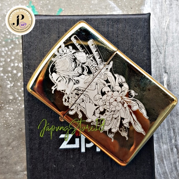 Korek Api Zippo Samurai Wanita Geisha Jepang Zippo Custom limited