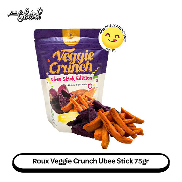 

Roux Veggie Crunch Purple Ubee Stick Edition 75g - Snack Keripik Stik Ubi Ungu Madu | Camilan Manis Renyah