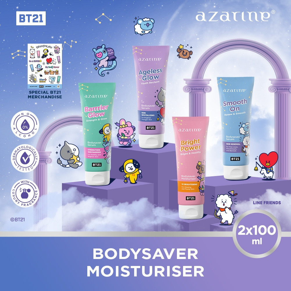 Azarine x BT21 Body Guard Moisturizer Sunscreen Serum 100ml SPF 50 PA++++ | Body Saver Moisturiser 1