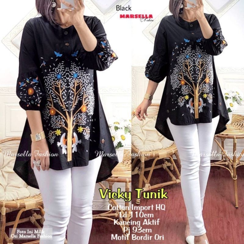 Bydii - Atasan Katun Wanita Jumbo Premium Adiva / Vicky Tunik Grosir Solo Valent Hijab Fashion Solo