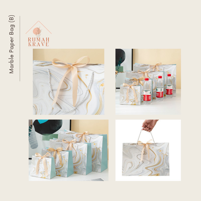 

RUMAH KRAVE - Marble B Marmer Paper Bag Paperbag Goodie Bag - Small