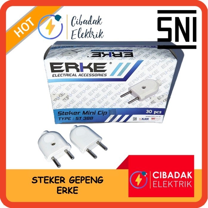 STEKER GEPENG ERKE / COLOKAN LISTRIK / STEKER TIPIS BESAR MURAH / SUDAH SNI