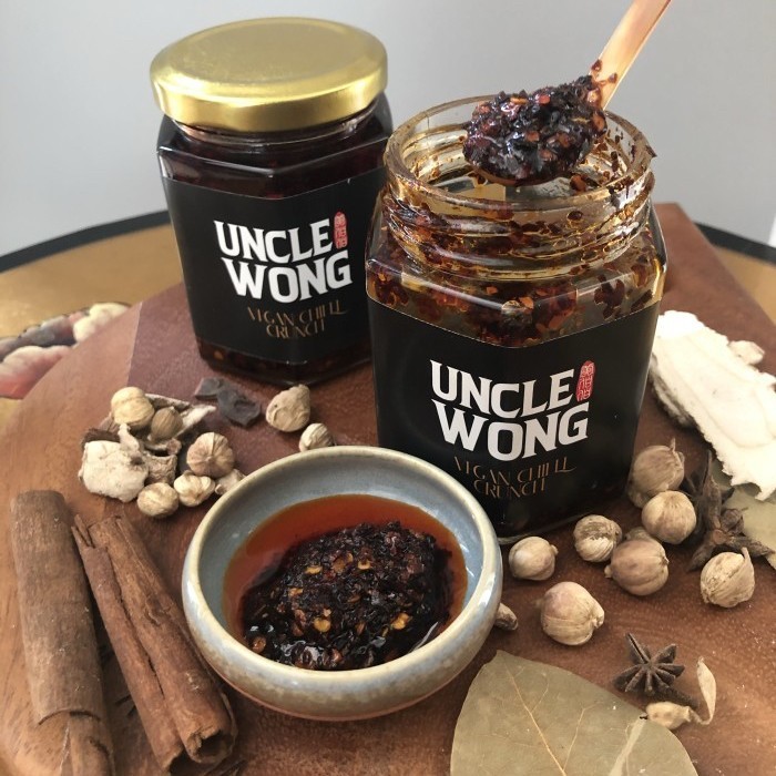 

New Arrival Chilli oil cabe krispy Uncle Wong 190 gr vegan best chili crunch