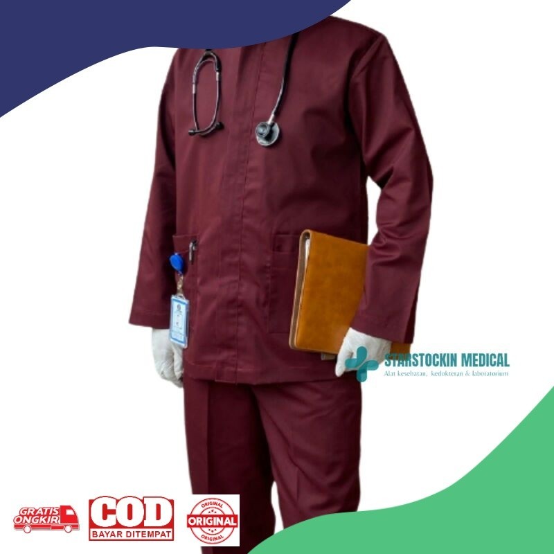 Baju Jaga OK Resleting Depan Lengan Panjang Celana Pria Wanita Kain Oxford Premium