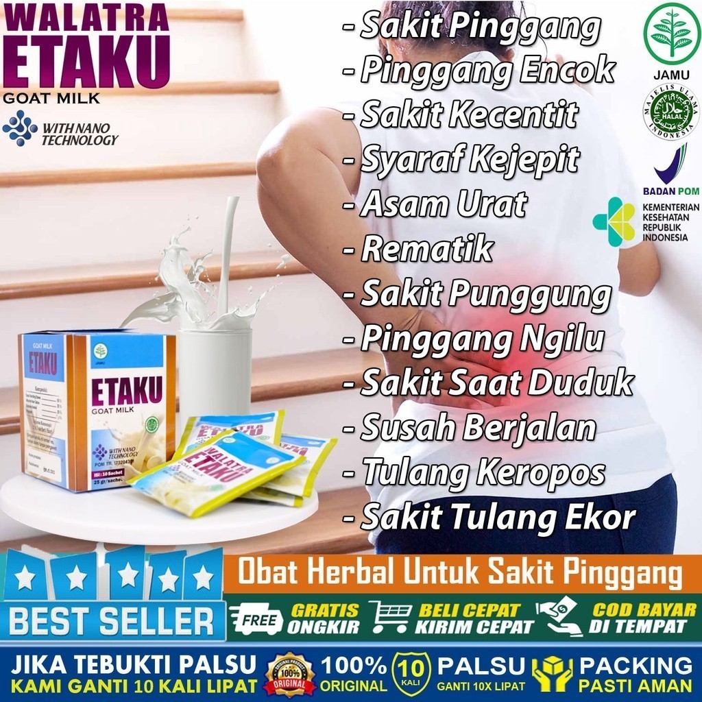 

Flashsale Etaku Disc 1 Box 45% Obat Sakit Pinggang Asam Urat Rematik Nyeri Sendi Pegal Linu Syaraf Kejepit HNP Encok Sakit Tulang Ekor Herbal Susu Etaku Susu Kambing Etawa Original 100%