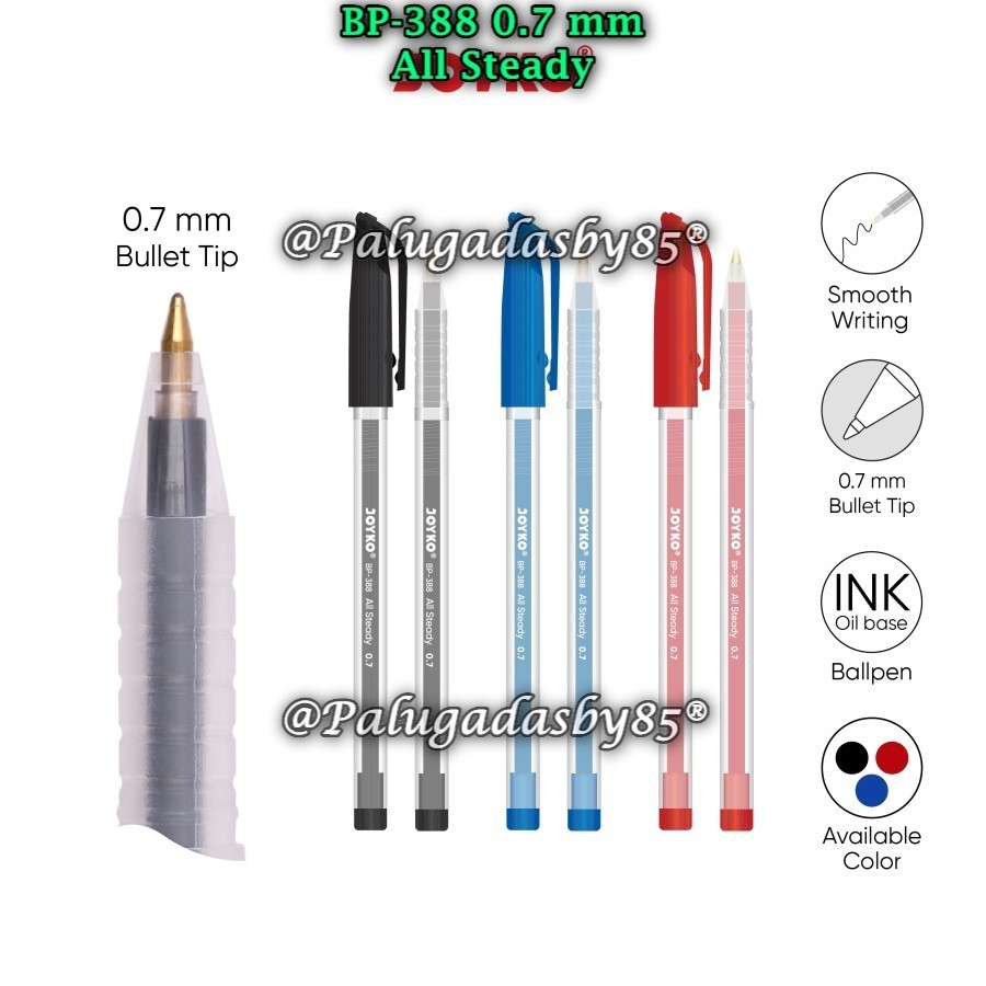 

(1 Pak Isi 12 Biji) Bolpen JOYKO BP-388 All Steady 0.7 Ball Pen Joyko BP-388 (1 Pak Isi 12 Biji)