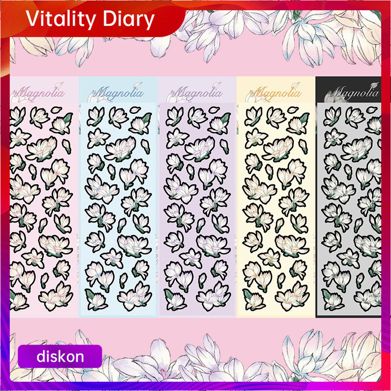

【COD❤️】Stiker bunga Magnolia in laser stiker akuntansi stiker dekorasi diy stiker bunga VDY