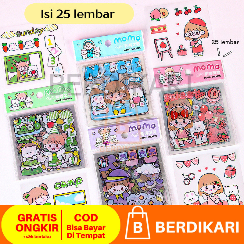 

Berdikari Isi 25 lembar Stiker Momo Stiker Botol Minum Tumblr Stiker Buku Diary HP Laptop DIY Aesthetic Serbaguna