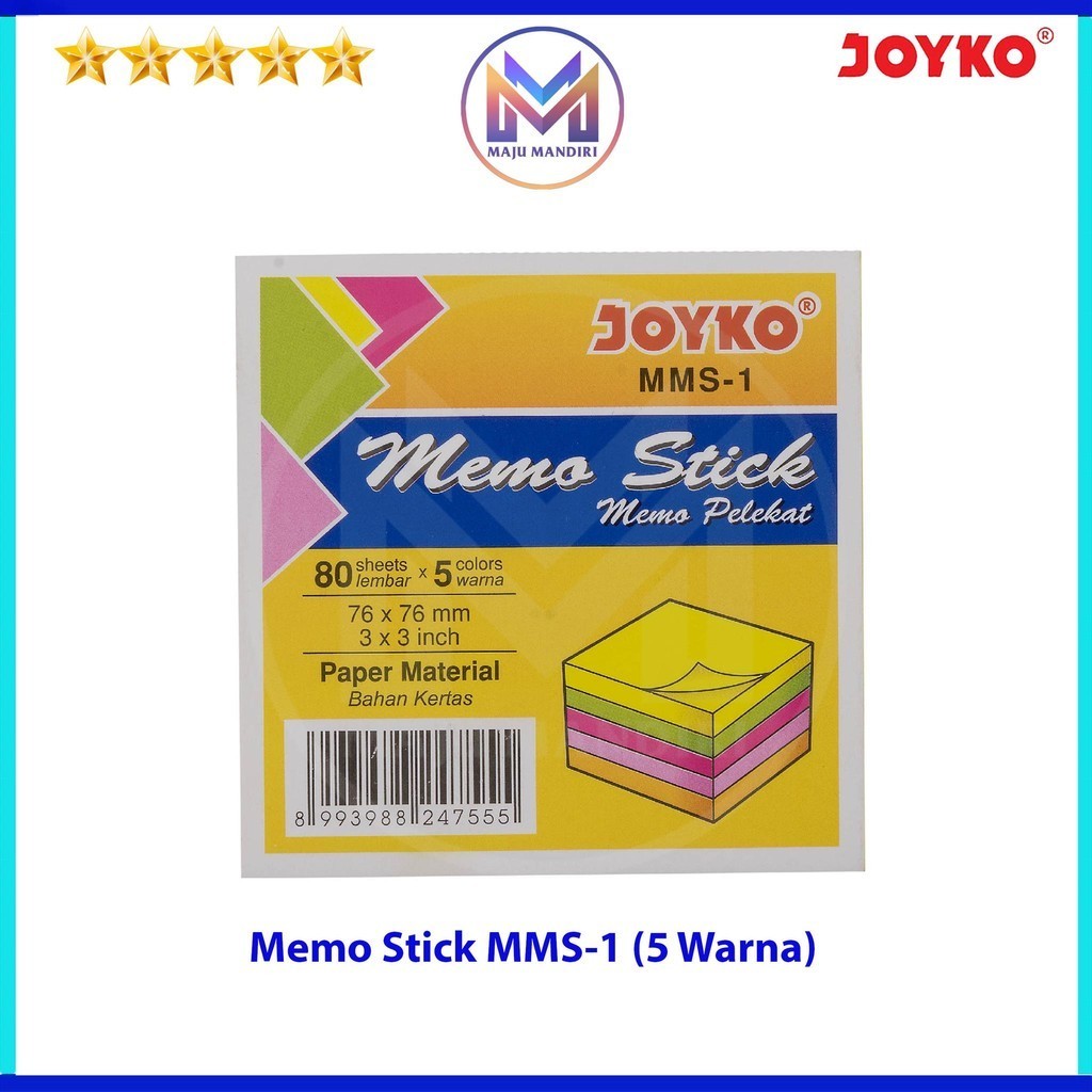 

Memo Stick Joyko MMS 1 / Stick Note / Kertas Memo Tempel 5 Warna