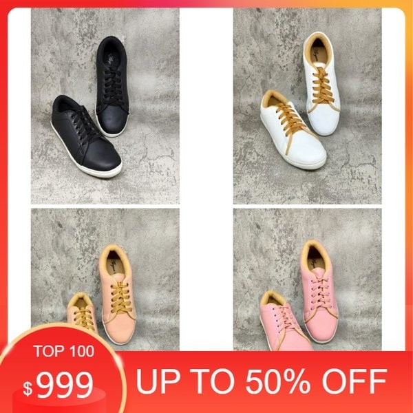 NEW - Sepatu Sneakers Polos Wanita Pria Dewasa Sepatu Sekolah SMP SMA Kuliah Kerja Hitam Putih Cokla