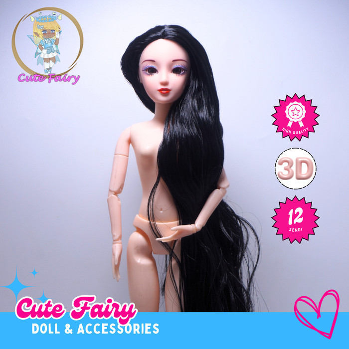 Yuna Doll Boneka  Rambut Hitam Lurus Panjang 12 sendi BJD Doll