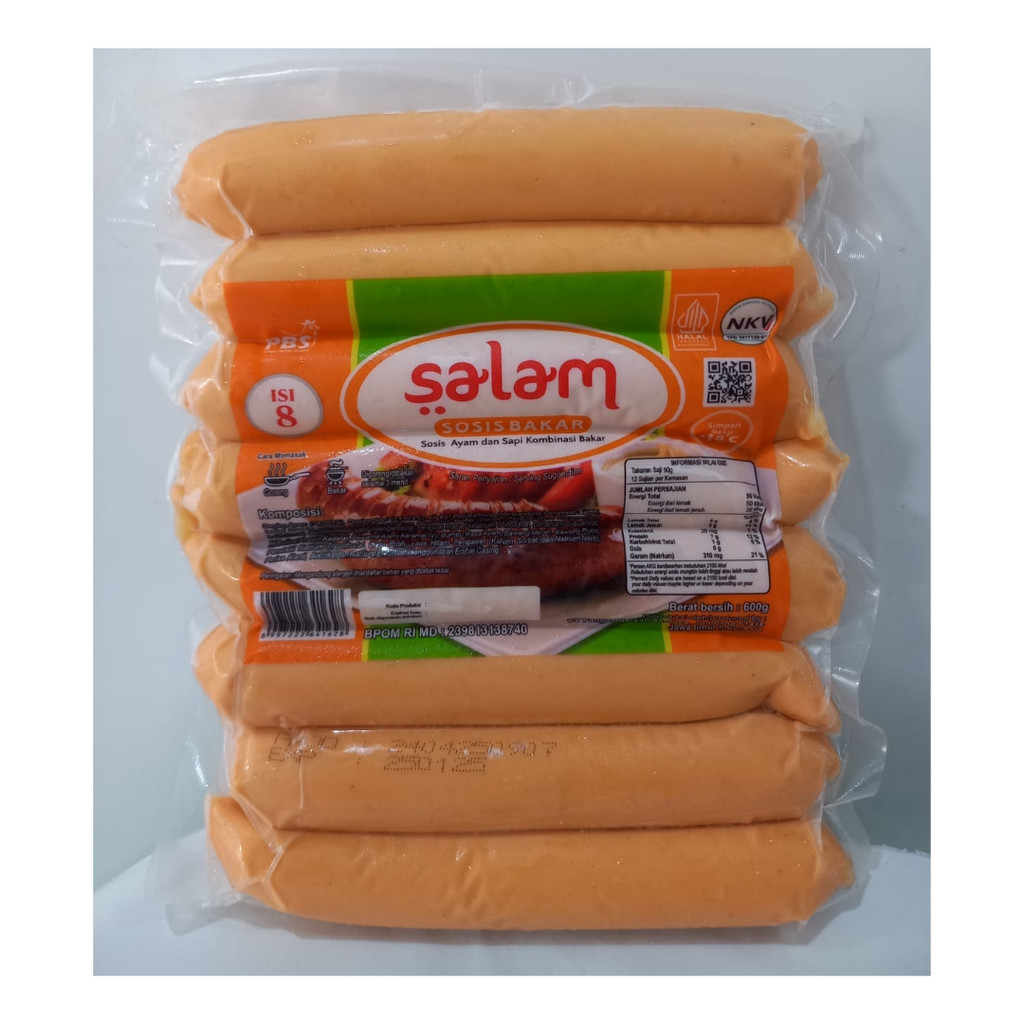 

(READY STOCK) SALAM SOSIS BAKAR ISI 8 Batang Besar Berat 600 GR HALAL FROZEN FOOD PREMIUM MURAH