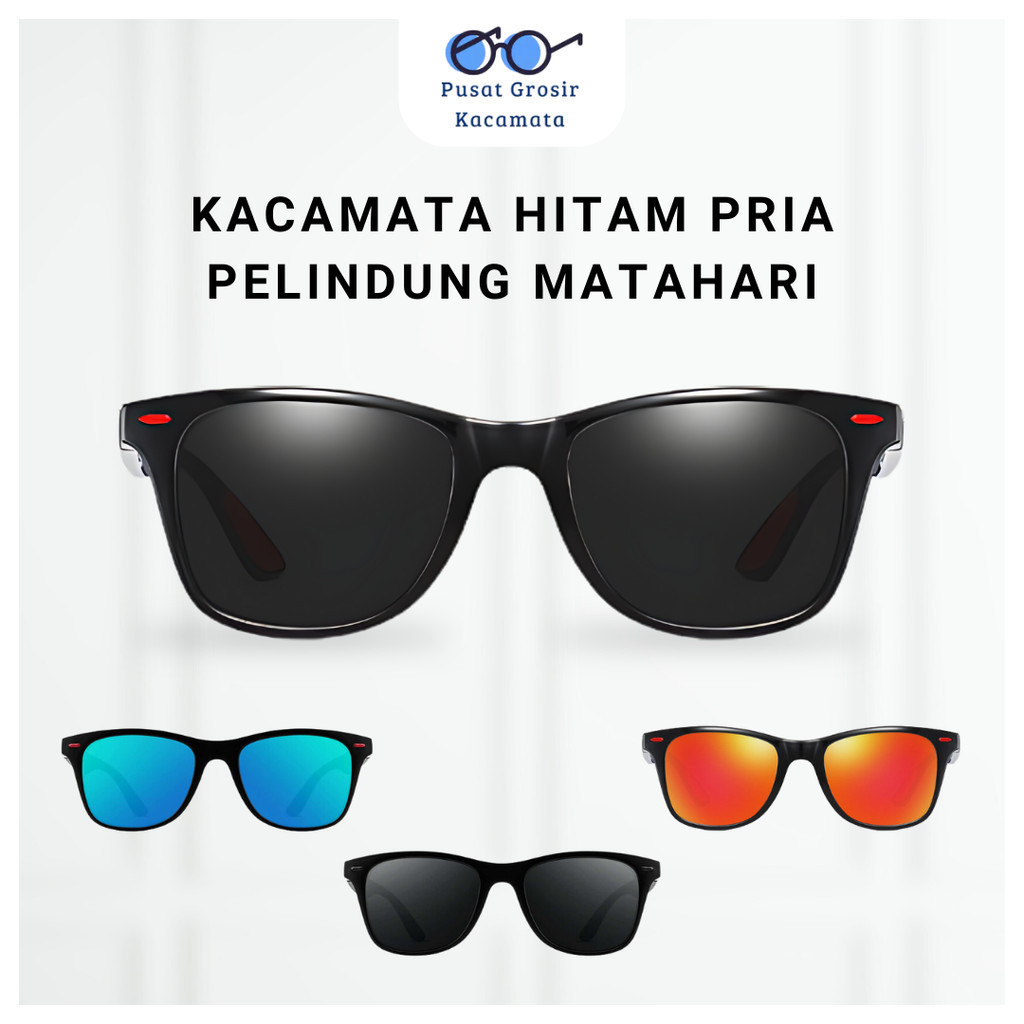(PS) Kacamata Hitam Pria Laki-laki Kacamata Matahari, Kacamata Keren Gaya