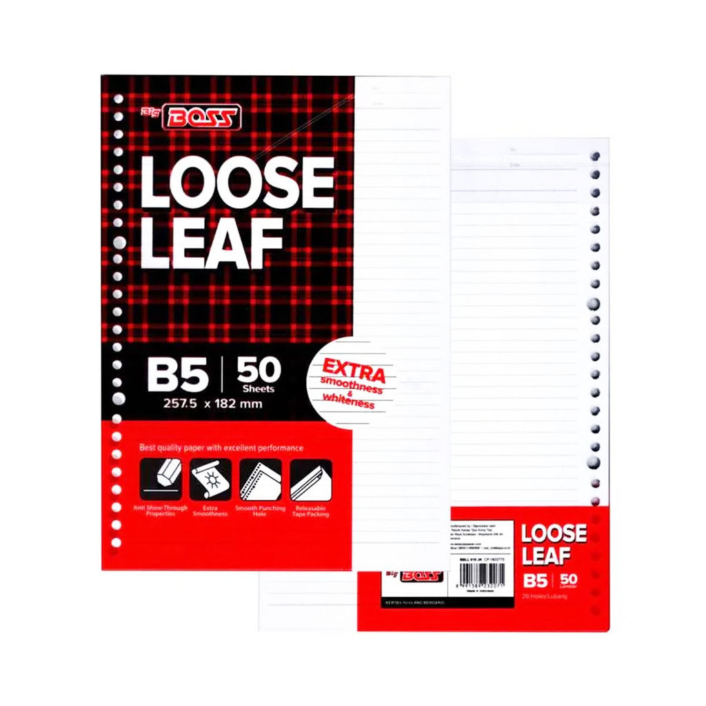 

Kertas Binder Loose Leaf Big Boss Polos/Garis Refill A5 B5 Isi 50 /100 sheet