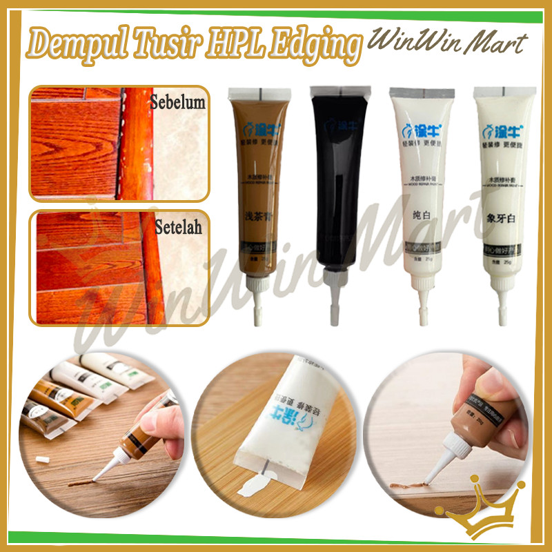 Dempul Tusir HPL Edging/Tusir Krim Penambal Lecet Perabotan/Pengisi Nat Meratakan Warna Merapihkan