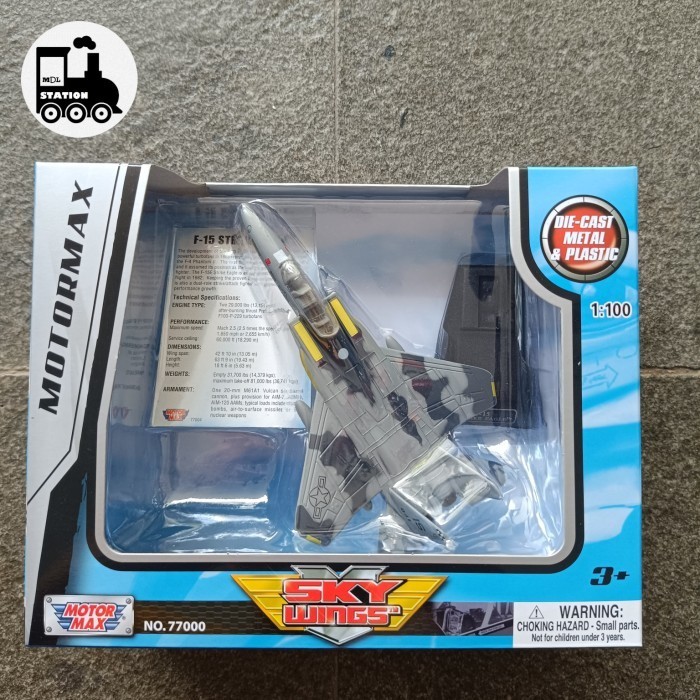 Motormax Sky Wings  F15 STRIKE EAGLE Diecast Pesawat 1:100