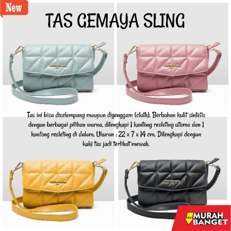 tas selempang wanita shopee haul TAS GEMAYA SLING : BLACK , YELLOW , PINK , GREEN , SOPHIE MARTIN PA