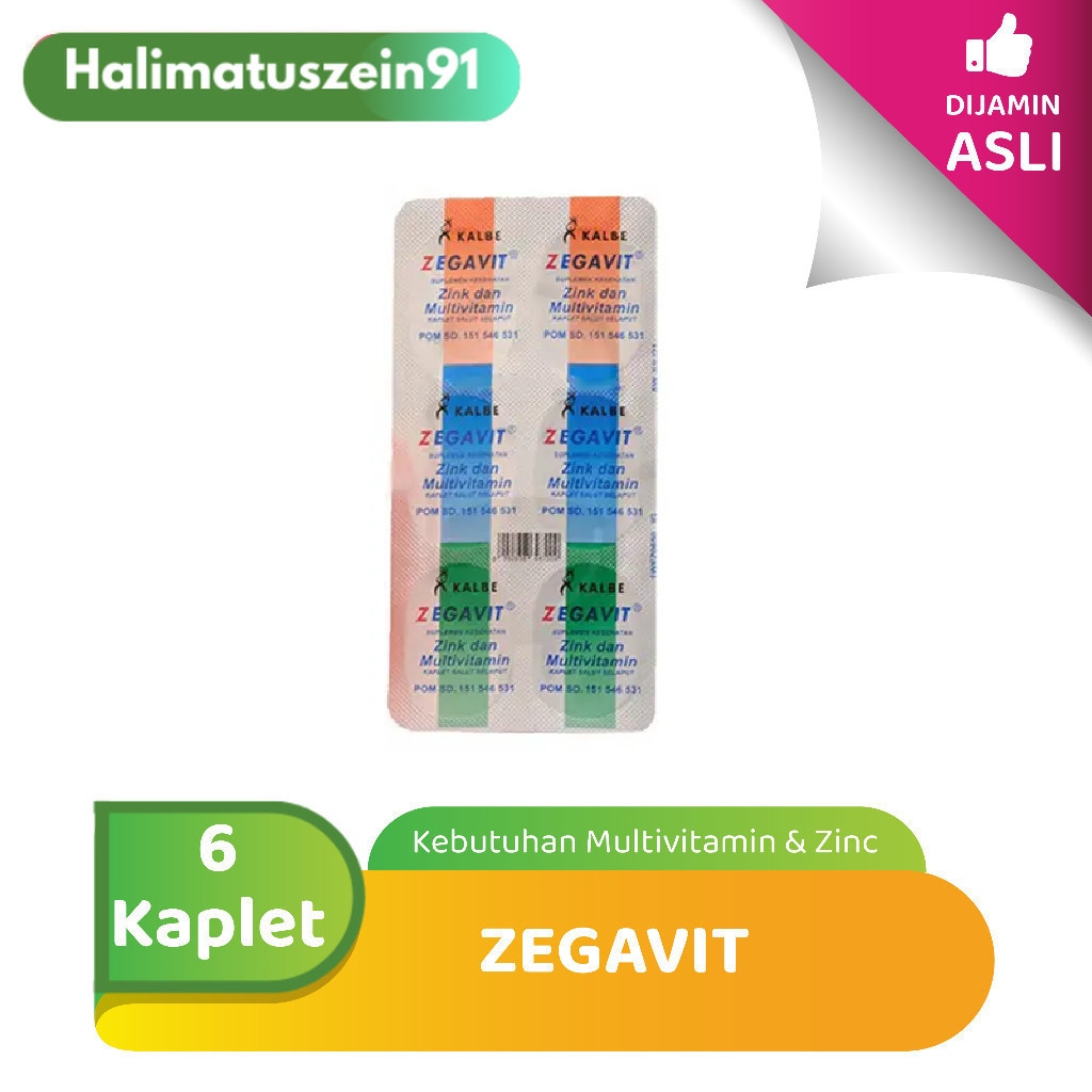 Zegavit untuk Kebutuhan Multivitamin & Zinc (6 Kaplet)
