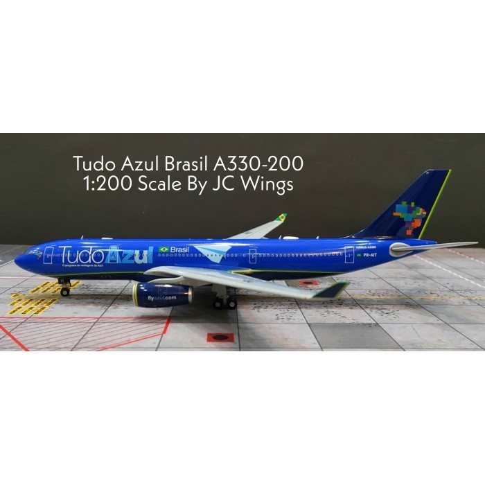 DIECAST PESAWAT TERBANG Tudo Azul Brasil A330-200 PR-AIT By JC Wings 1:200 Skala AIRCRAFT DIECAST