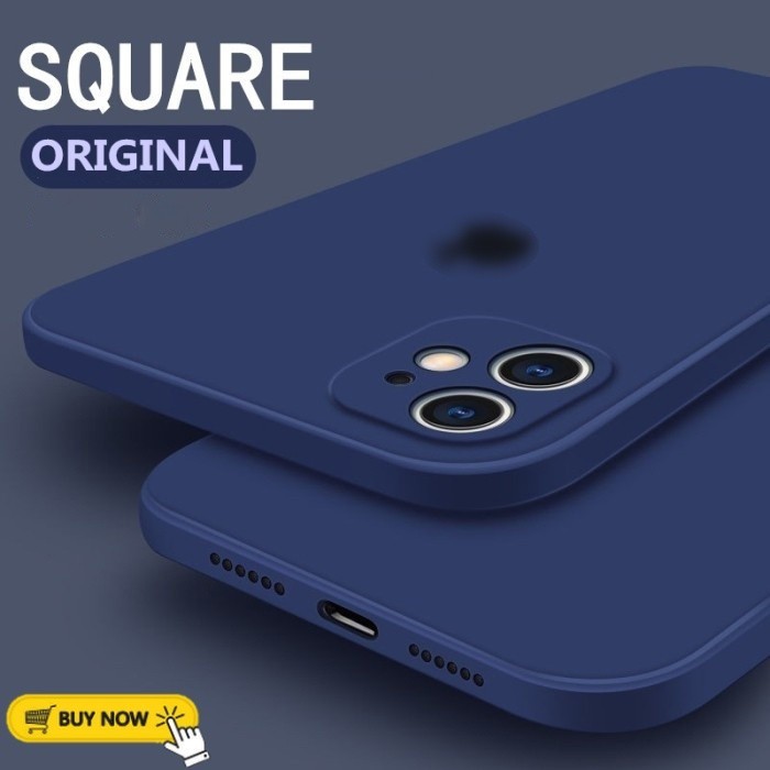 SILICONE SQUARE FLAT EDGE Soft Case iP iPhone 7 8 Plus X XR XS 11 12 13 Pro Max SE 2020 Casing Silik
