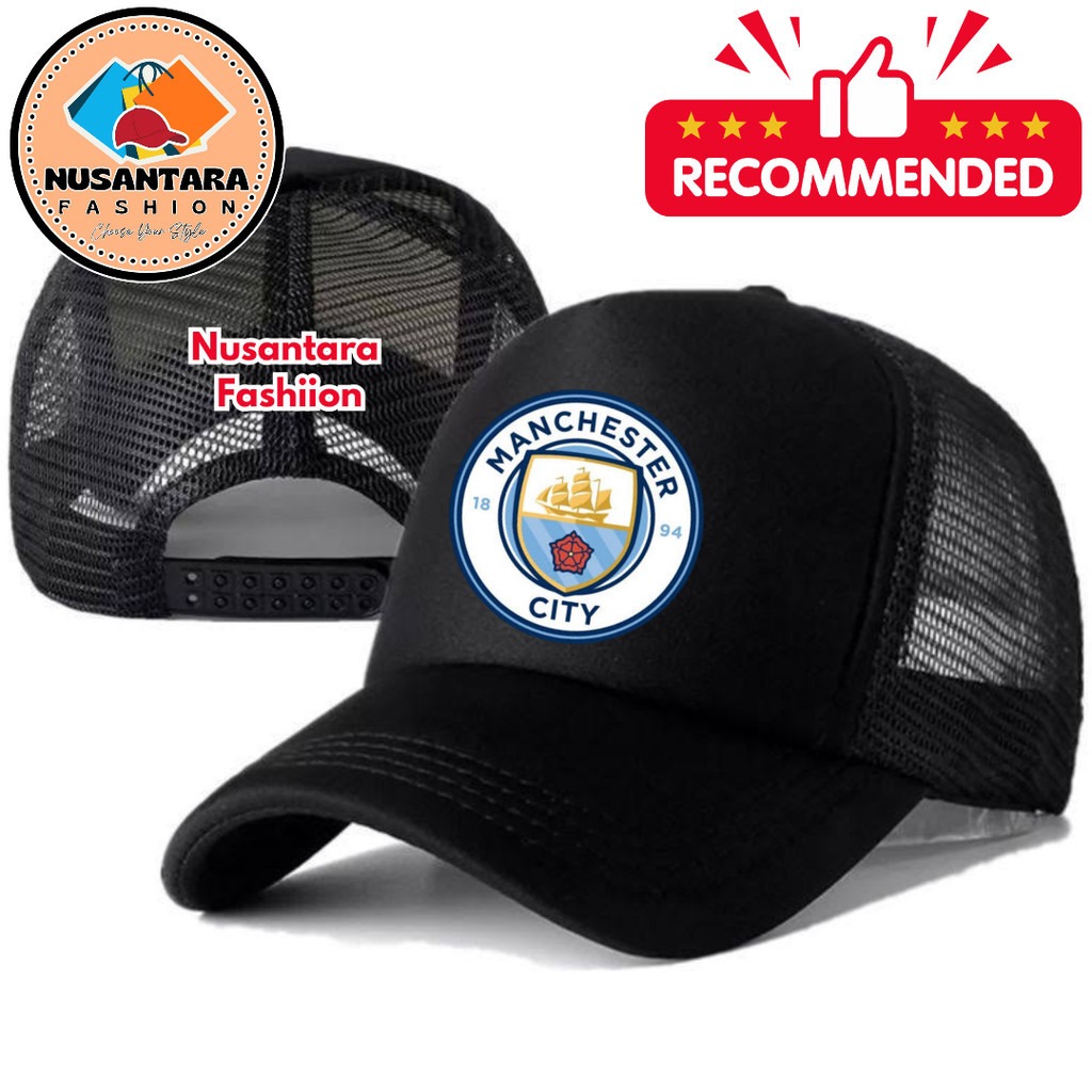 Nusantara Fashiion Topi Trucker MANCHESTER CITY - Topi Distro MANCHESTER CITY Logo - Topi MANCHESTER