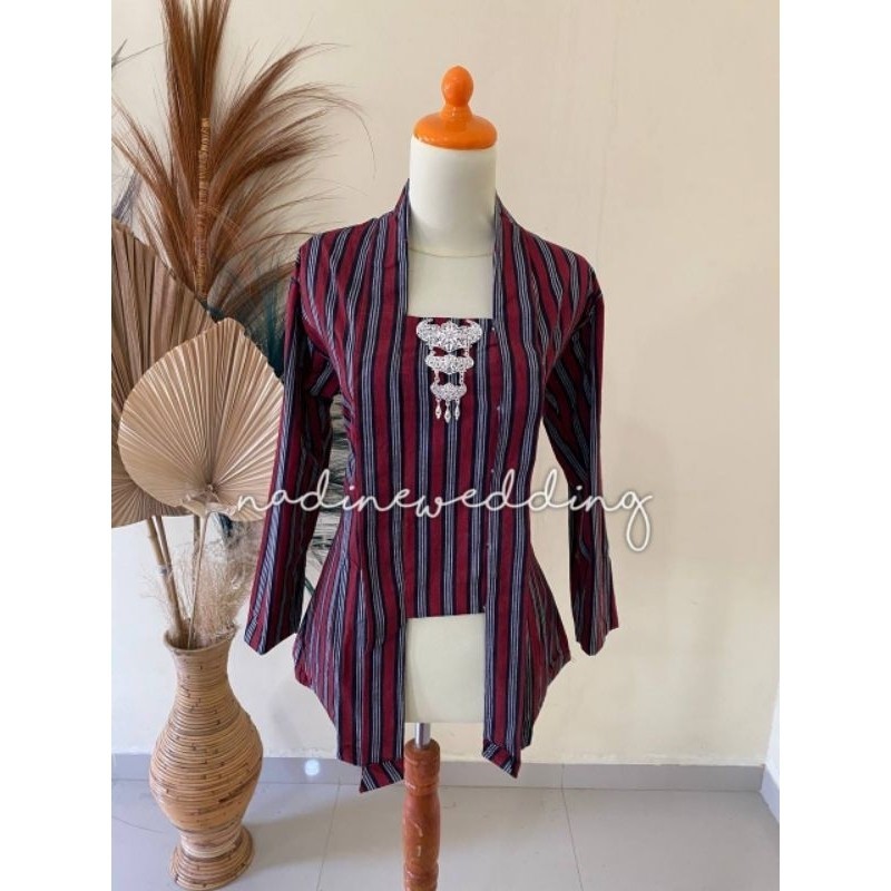 LURIK Kebaya Lurik, Merah  - Alusan / Katun Prasojo