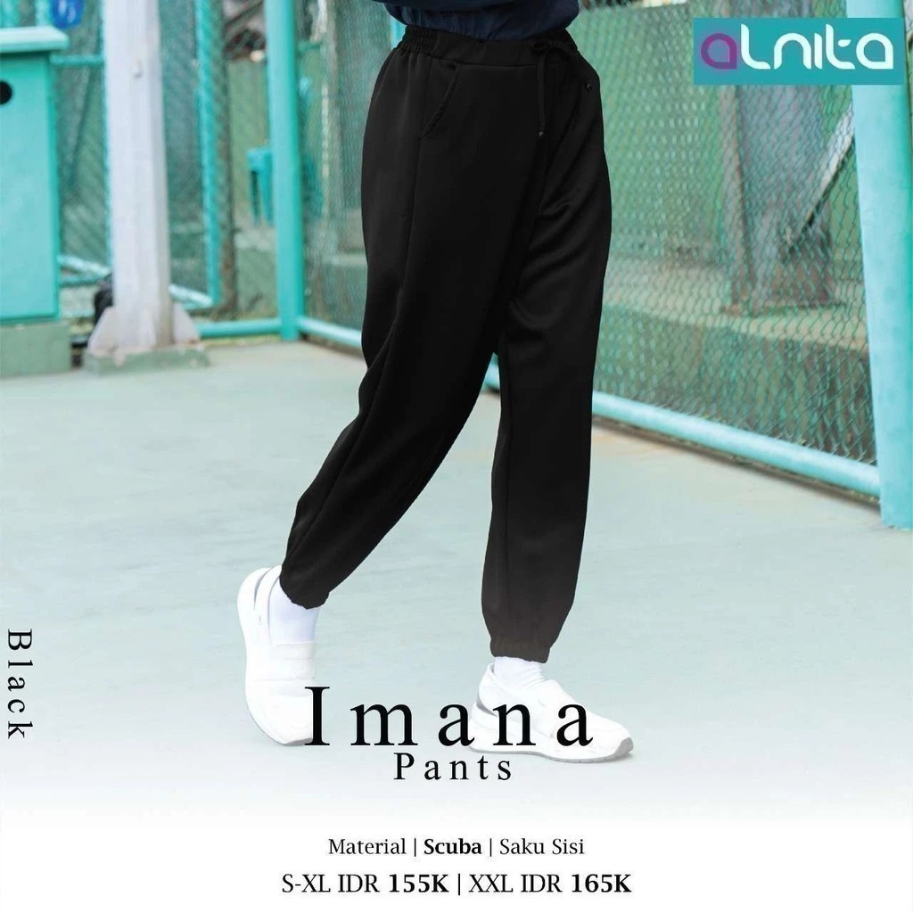 Imana Pants by Alnita | Celana Wanita Joger | Celana Olahraga Wanita | Celana Olahraga Wanita Hitam 