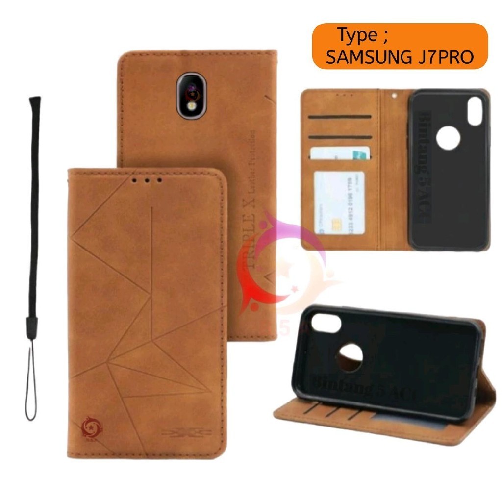 Samsung J7 Pro Leather Case For J7 Pro MAGNET Flip Leather Kulit FlipCover Casing Dompet / Slide Cam