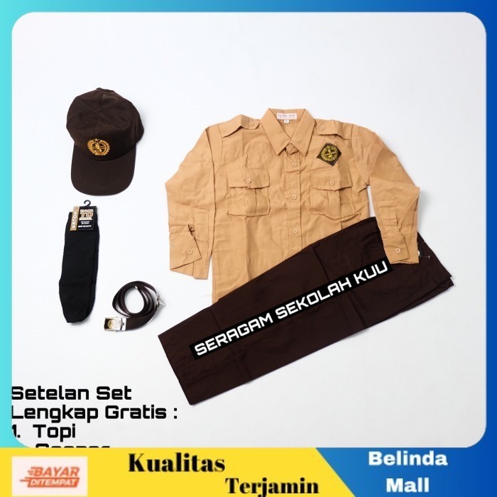 

⭐COD⭐ MURAH Setelan Lengkap Pramuka Seragam Sekolah SD Baju Panjang Celana Cowok KELAS 2