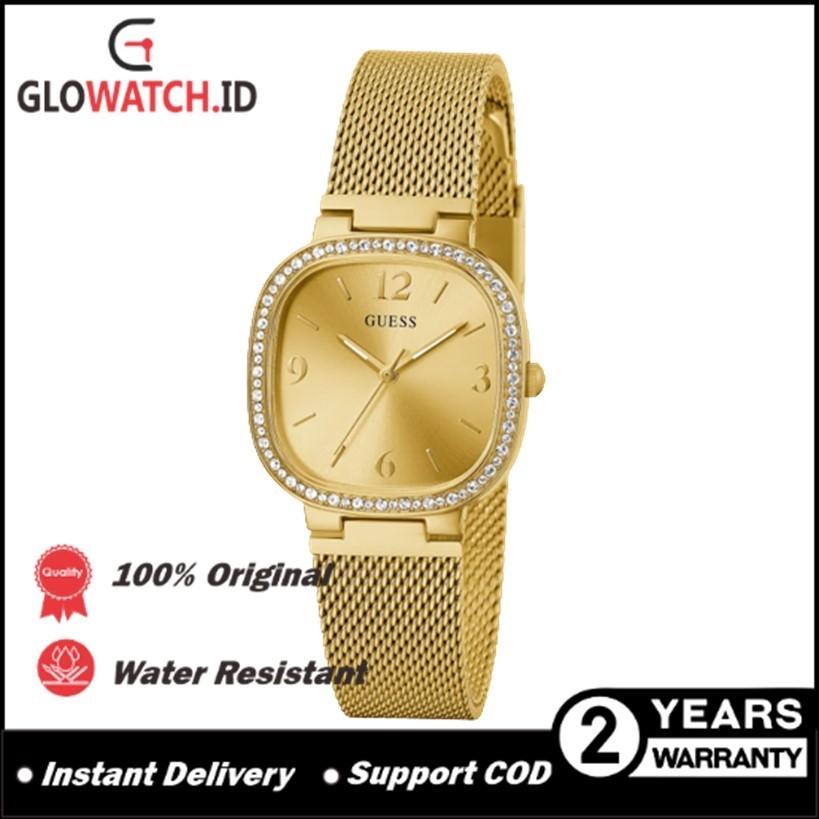 [Promo] Jam Tangan Wanita Guess GW0354L2 Tapestry Champagne Sunray Dial Gold Stainless Steel & Mesh 