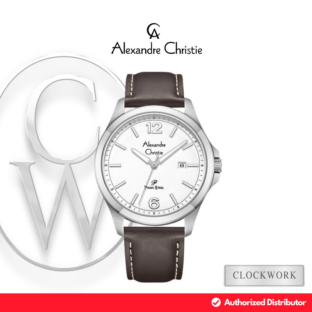 Jam Tangan Pria Alexandre Christie Primo Steel AC 1029 MDLSSSLBO Kulit Classic Minimalis Simple Silv