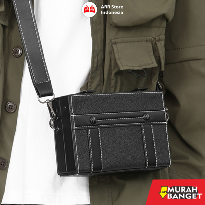 tas selempang pria kekinian Tas Selempang Pria Kulit Tas Kulit Pria Tas Pria Model Kotak Bahan PU Le